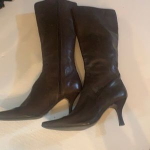 COPY - Laura Ashley brown leather tall boots.  Leather uppers. #A6